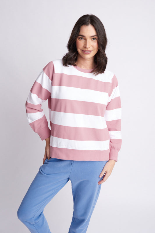Stripe Sweater With Side Slits (C1373-30-W24)