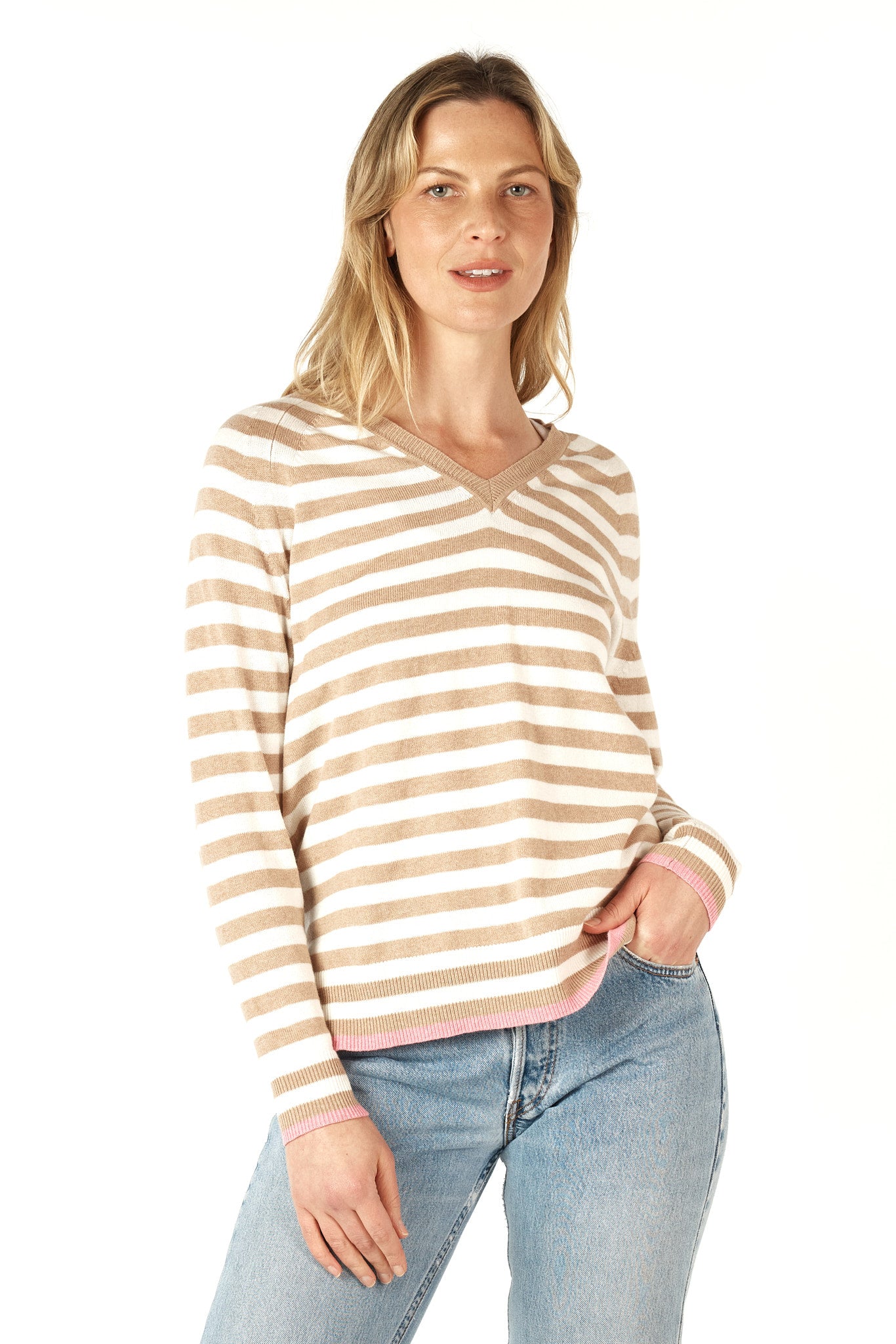 Essential Stripe V Top (ZP7146)