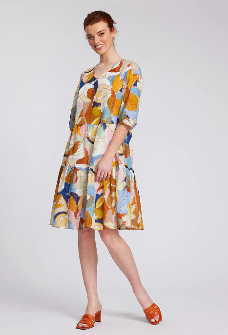 Painterly Print Tiered Dress (YT24S9426)