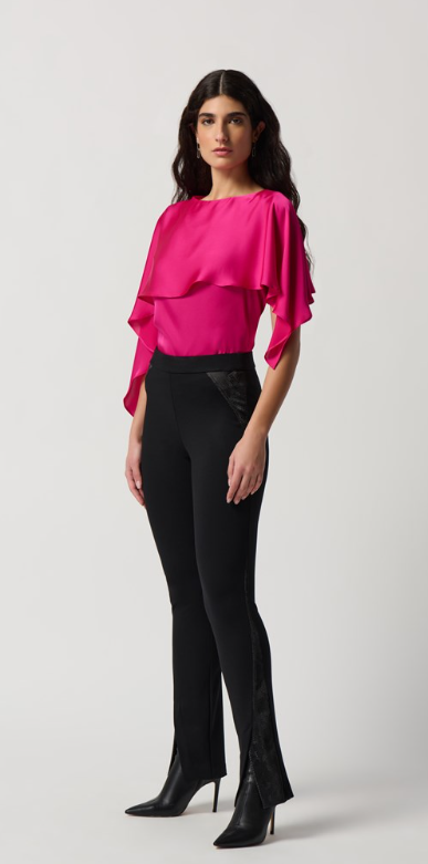 Satin Layered Top With Boat Neck (234023)