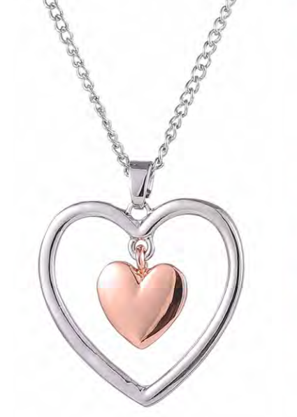 Silver/Rose Gold Heart Necklace (DN1)