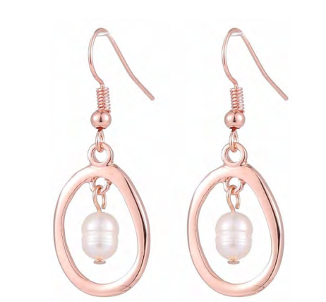Rose Gold Pearl Earrings (BE19)