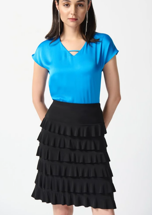 Silky Knit A-Line Ruffled Skirt (242044)