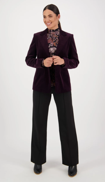 Shaped Lined Cord Blazer with Back Vent and Button Cuff Detail (2063M)