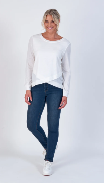 Merino Round Neck Top with Crossover Front (4434)