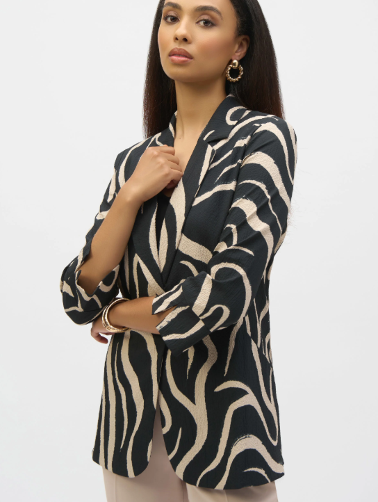 Seersucker Abstract Print Straight Blazer (252152)