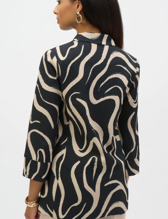 Seersucker Abstract Print Straight Blazer (252152)