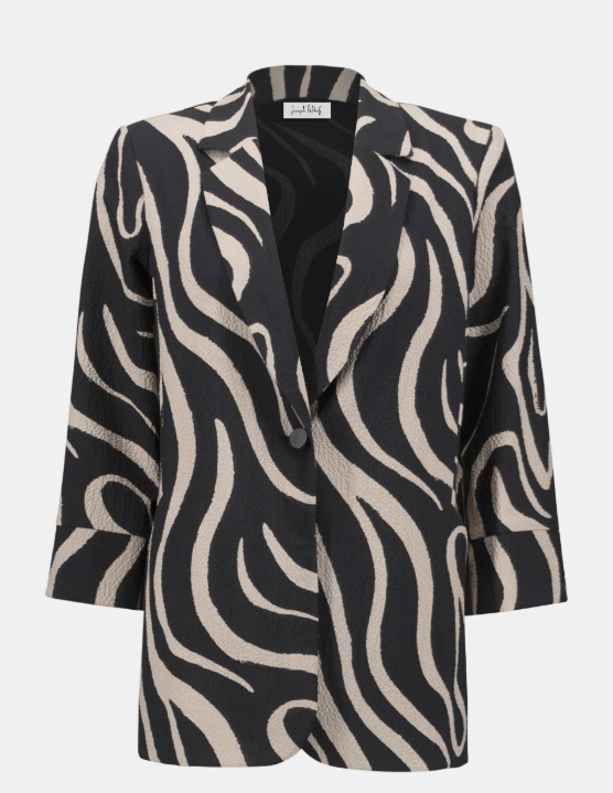 Seersucker Abstract Print Straight Blazer (252152)