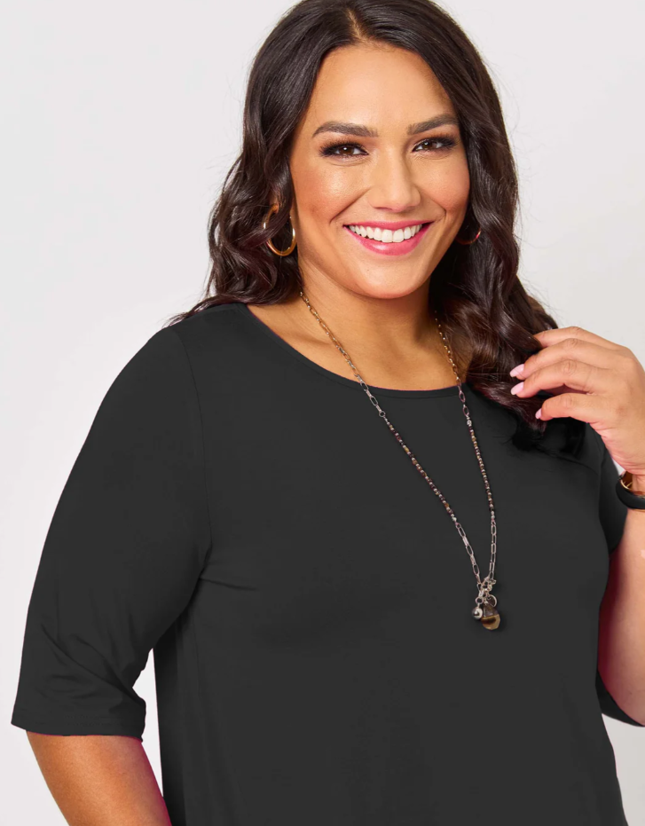 Basic 3/4 Sleeve Plain Tee (1101)