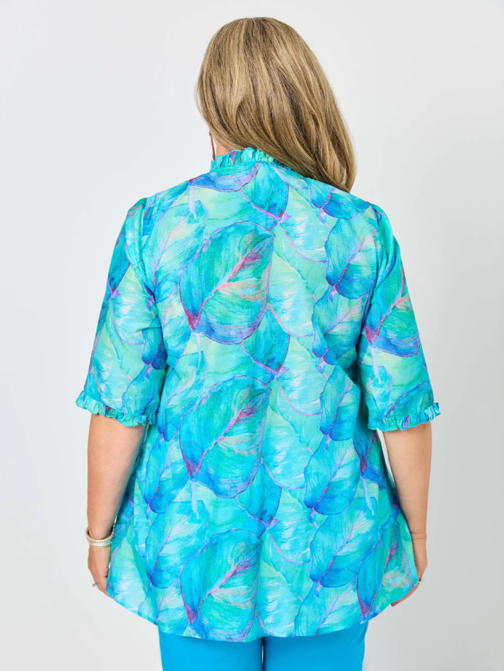 Ruffle Trim Tucked Top (640073)