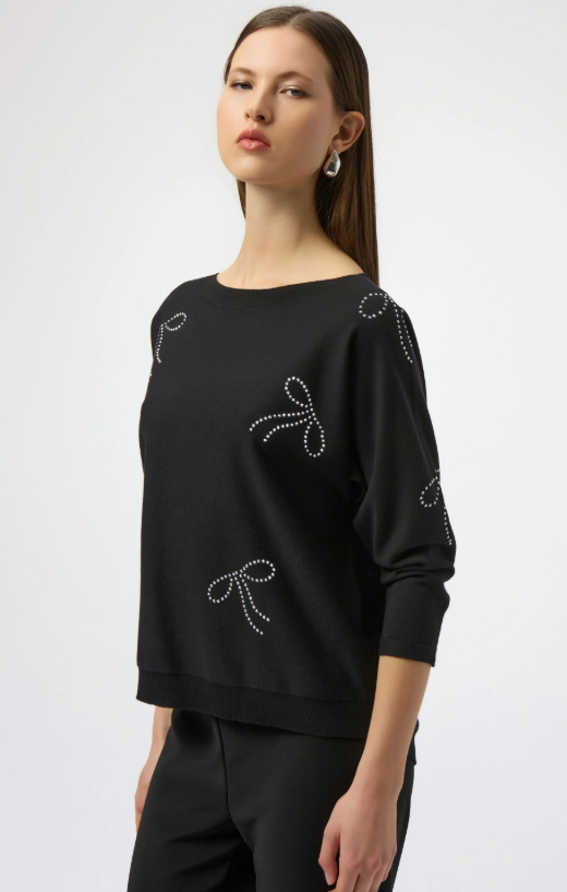 Sweater Knit Pullover with Iron-On Bow Detail (254950)
