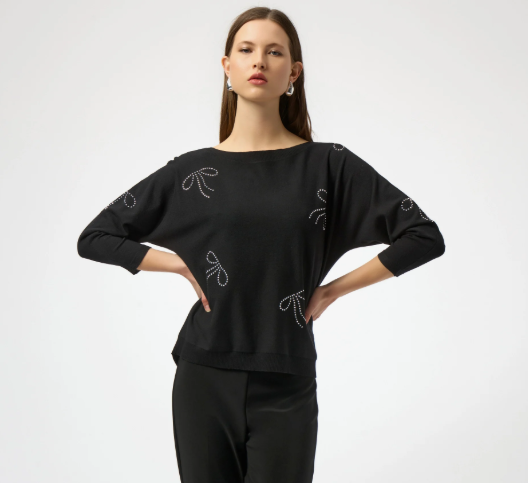 Sweater Knit Pullover with Iron-On Bow Detail (254950)