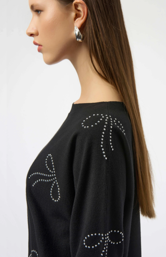 Sweater Knit Pullover with Iron-On Bow Detail (254950)