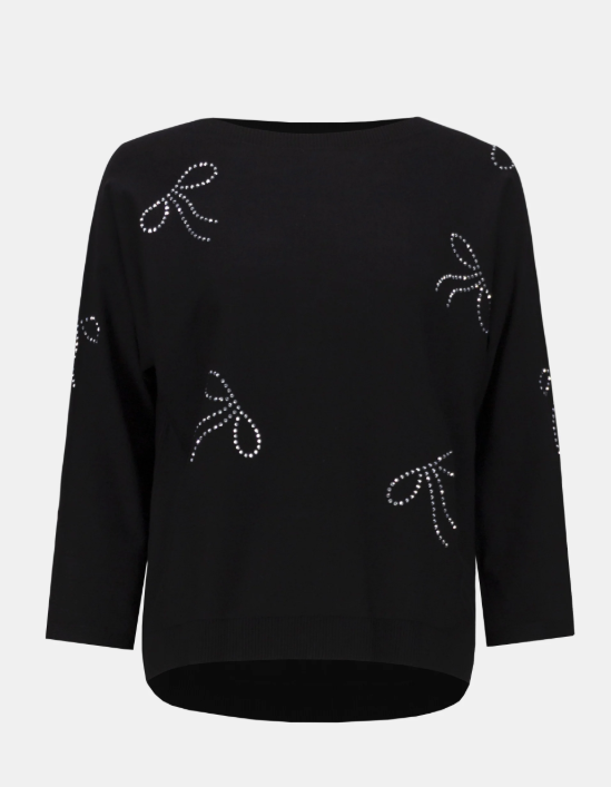 Sweater Knit Pullover with Iron-On Bow Detail (254950)