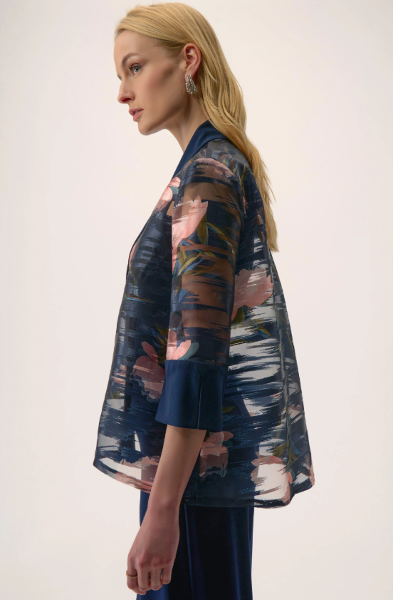 Signature | Jacquard Organza Floral Print Swing Jacket (254729)