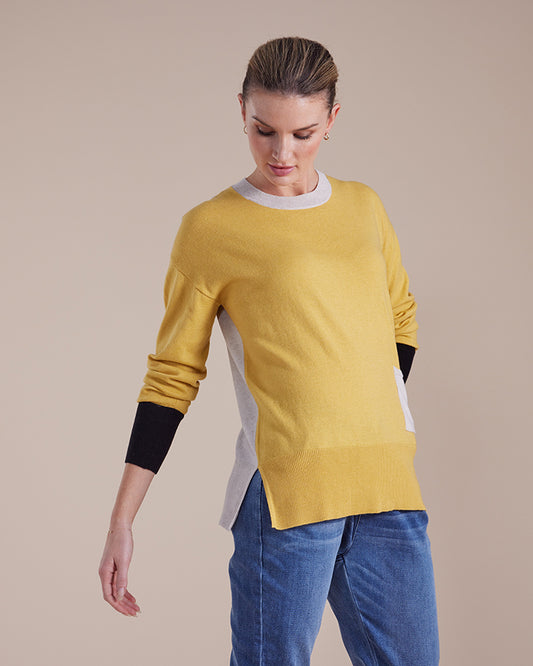 Long Sleeve Colour Block Sweater (YTMW43532)