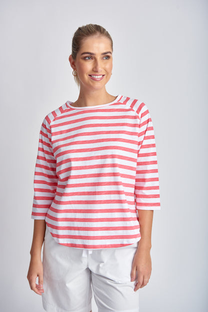 Stripe Raglan 3/4 Sleeve Tee (3275-12-S24)