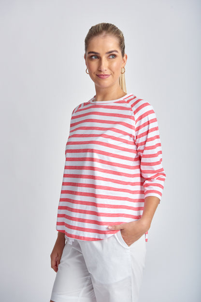 Stripe Raglan 3/4 Sleeve Tee (3275-12-S24)