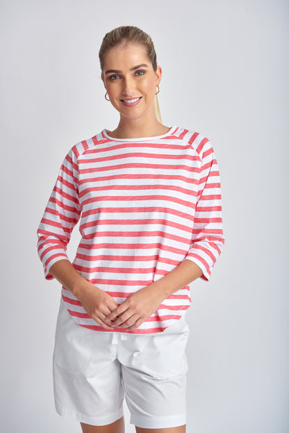 Stripe Raglan 3/4 Sleeve Tee (3275-12-S24)