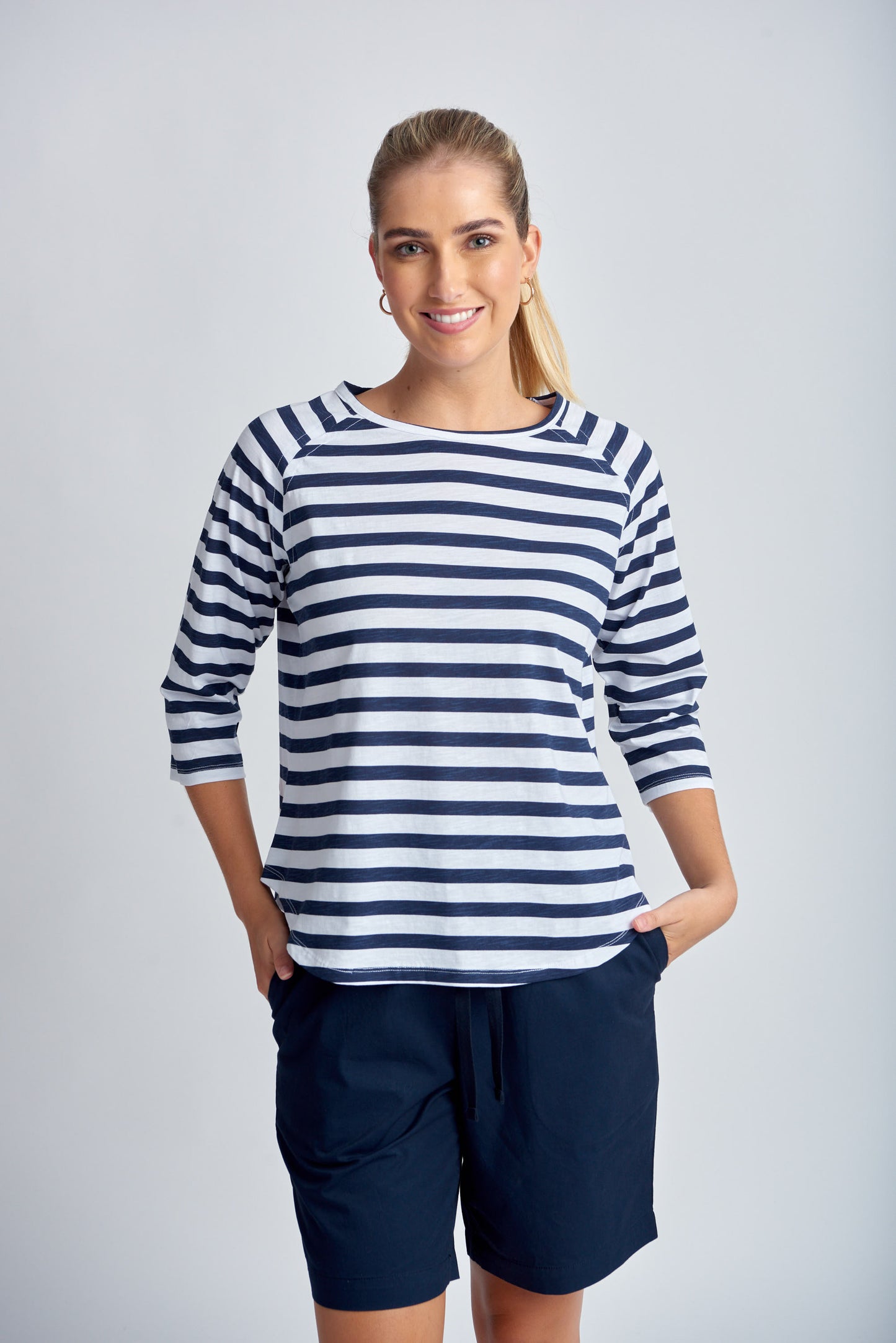 Stripe Raglan 3/4 Sleeve Tee (3275-12-S24)