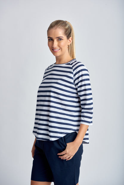 Stripe Raglan 3/4 Sleeve Tee (3275-12-S24)