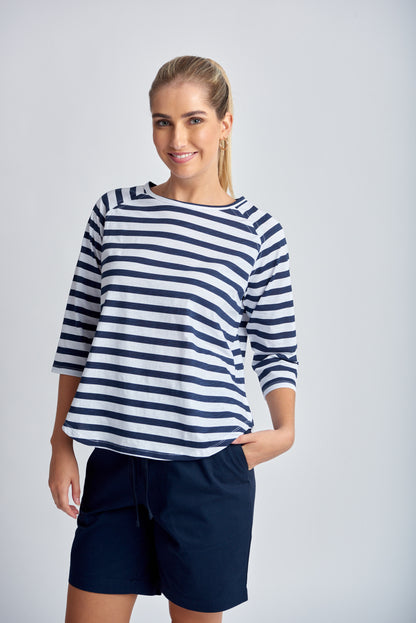 Stripe Raglan 3/4 Sleeve Tee (3275-12-S24)