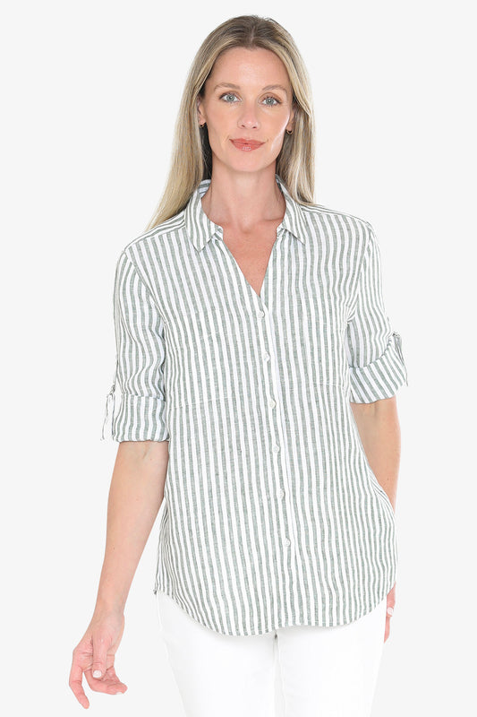 Stripe Linen Shirt (596J3093)