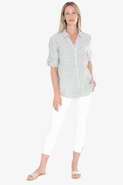 Stripe Linen Shirt (596J3093)