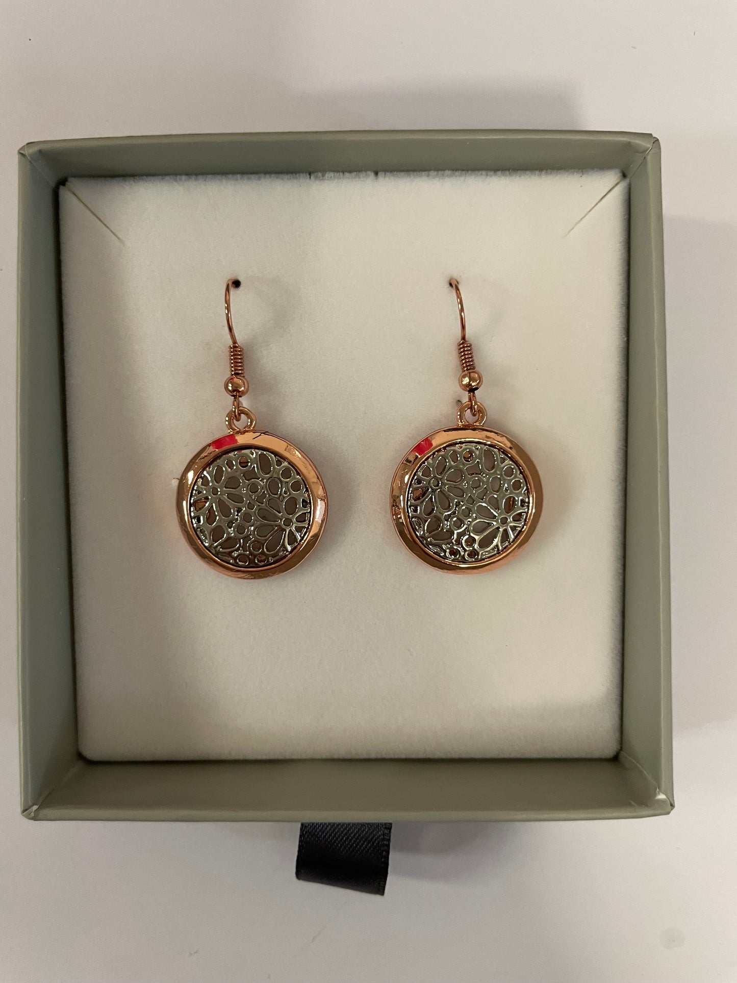 Silver/Rose Gold Flower Earrings (EE6)