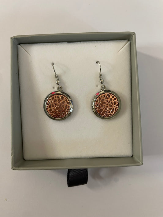 Silver Rose Gold Flower Earrings (EE5)