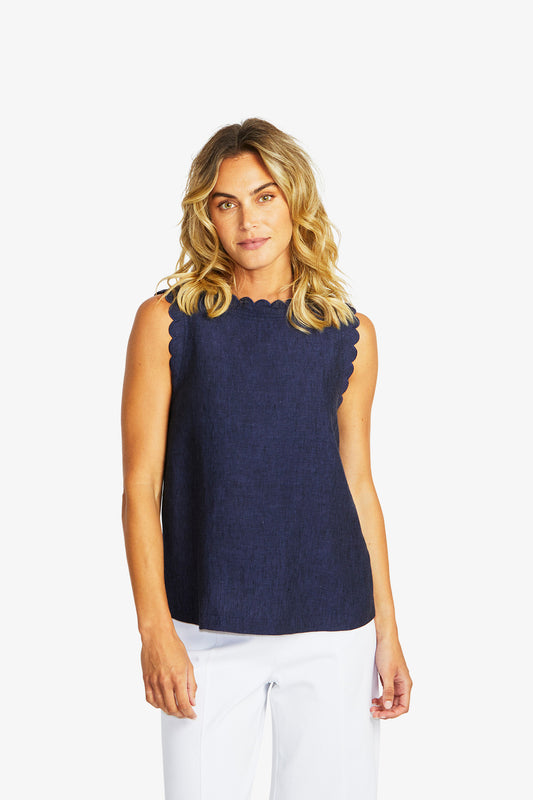 Lucy Linen Scallop Top (P595365)