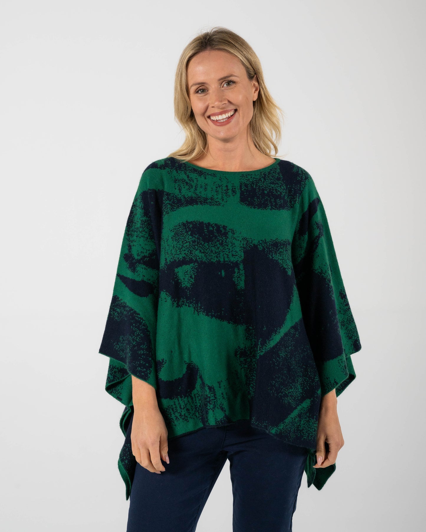 Wool Blend Jacquard Poncho (SW1035)