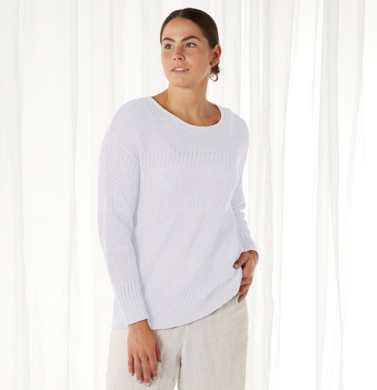 Crochet Look Crew Neck Pullover (BL3213)