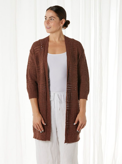 Crochet Look Longline Cardigan (BL3215)