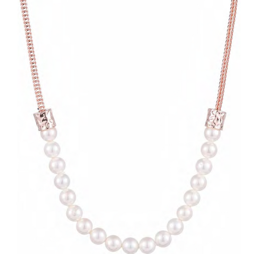 Rose Gold Pearl & Metal Necklace (BN22)