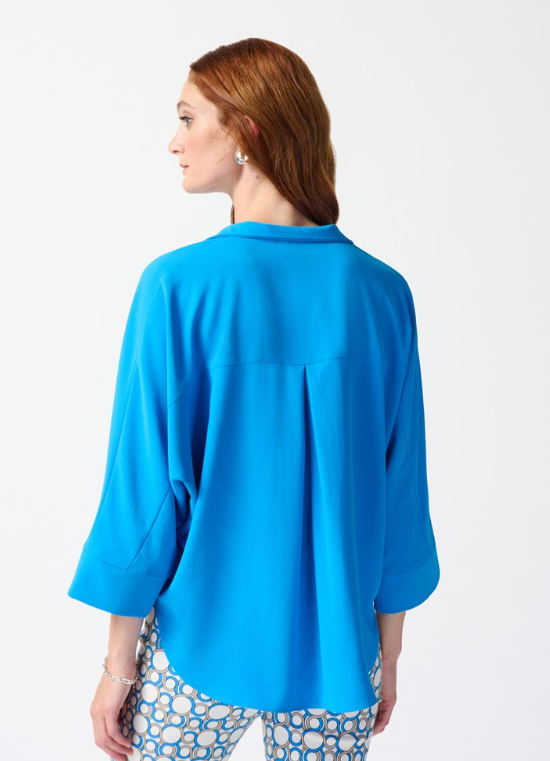 Woven Buttoned Collar Boxy Top (242057)