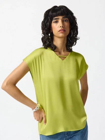 Satin Short Sleeve Top (242123)