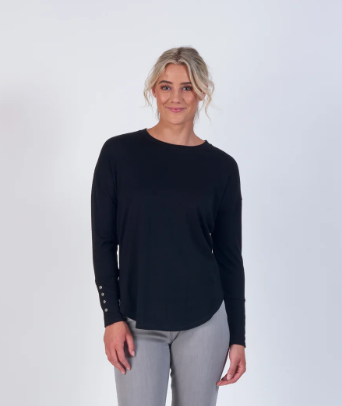 Merino Round Neck Top with Dome Cuff Detail (4432)