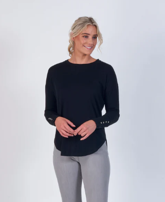 Merino Round Neck Top with Dome Cuff Detail (4432)