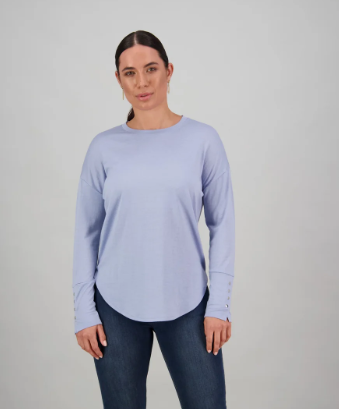 Merino Round Neck Top with Dome Cuff Detail (4432)