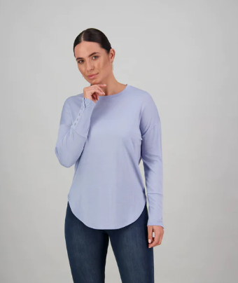 Merino Round Neck Top with Dome Cuff Detail (4432)