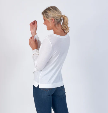 Merino Round Neck Top with Crossover Front (4434)