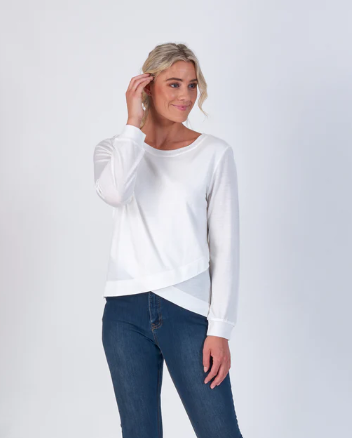 Merino Round Neck Top with Crossover Front (4434)