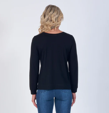 Merino Round Neck Top with Crossover Front (4434)