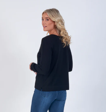 Merino Round Neck Top with Crossover Front (4434)