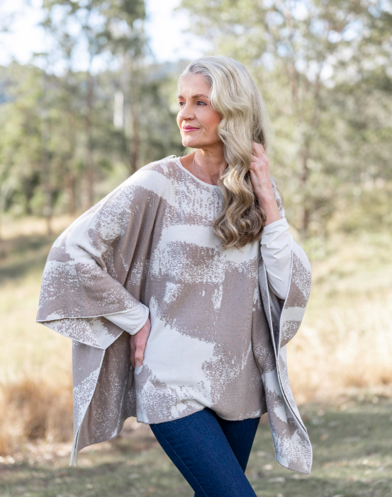 Wool Blend Jacquard Poncho (SW1035)