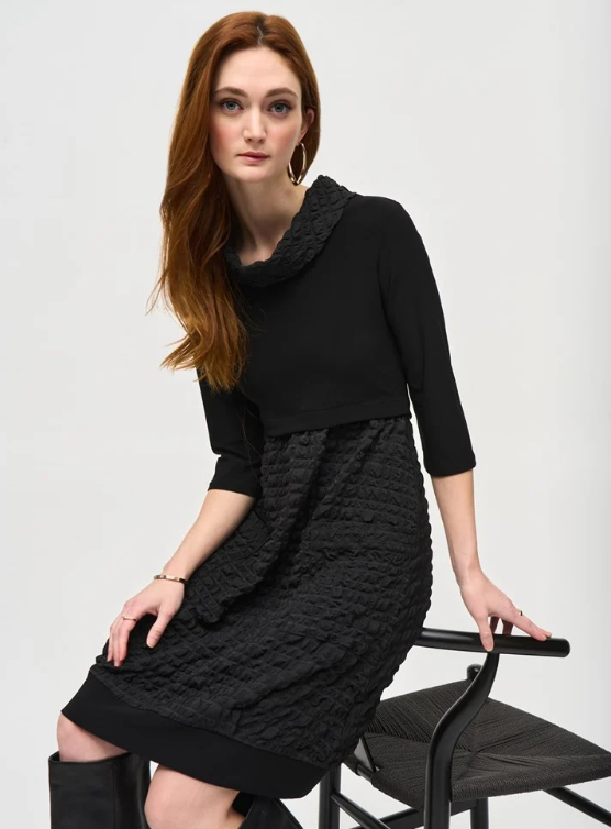 Jacquard And Silky Knit Cocoon Dress (243114)