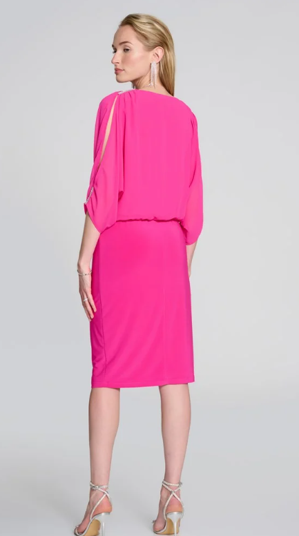 Chiffon And Silky Knit Blouson Dress (242728)