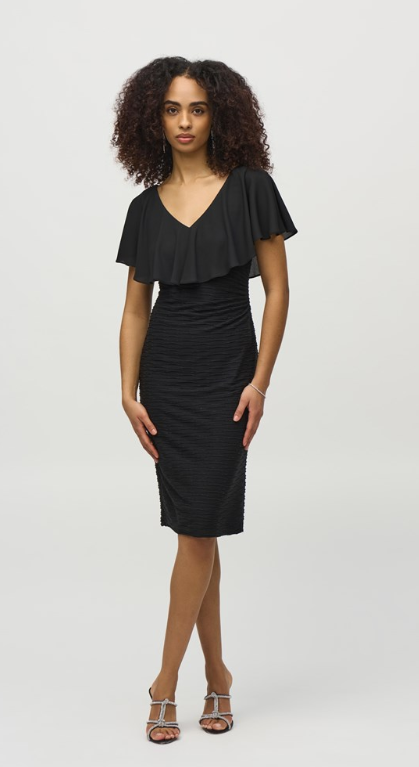 Lurex Cascade And Chiffon Sheath Dress (244043)