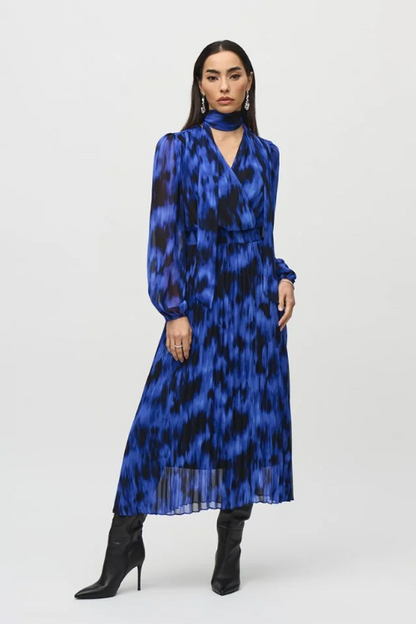 Chiffon Abstract Print Midi Dress (244924)